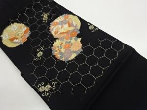 鳳凰に草花・亀甲模様織出し名古屋帯